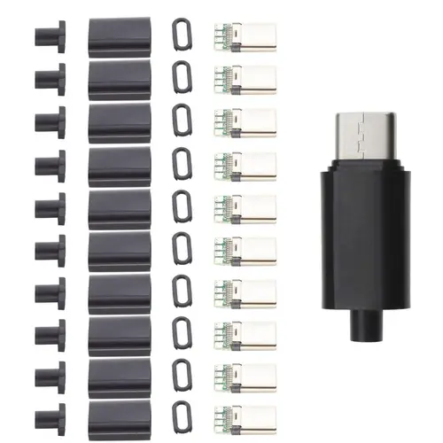 10 Uds tipo C usb3.1 3A conectores USB de carga rápida conector macho enchufe trasero terminales eléctricos soldadura DIY accesorios de cable de datos