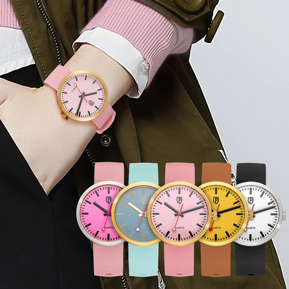 BERNY Relógio para Mulheres Simples Luminoso RailRoad Dial Safira Quartzo Relógio de Pulso Moda Casual Senhoras Relógios de Aço Inoxidável
