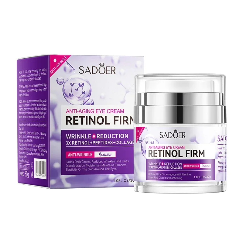 SADOER Retinol Firming Moisturizing Eye Cream Hydrating Remove Dark Circle Reduce Eye Lines Eye Anti-Puffiness Beauty Skin Care