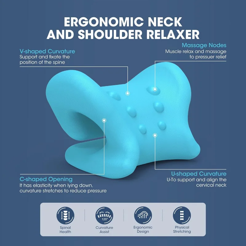 Neck Shoulder Stretcher with Magnetic Therapy Pillowcase Cervical Traction Device Chiropractic Pillows for Pain Relief Relieve