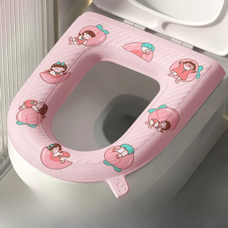 Toilet Seat Cover Cute Cartoon Printed with Handle Waterproof Universal Washable Thicker Home Accesorios Para Baño EVA Tender