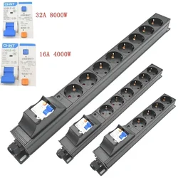 PDU power strip Short circuit switch Circuit Breaker Circuit Protection16A/32A 4000W/8000W EU output socket wireless