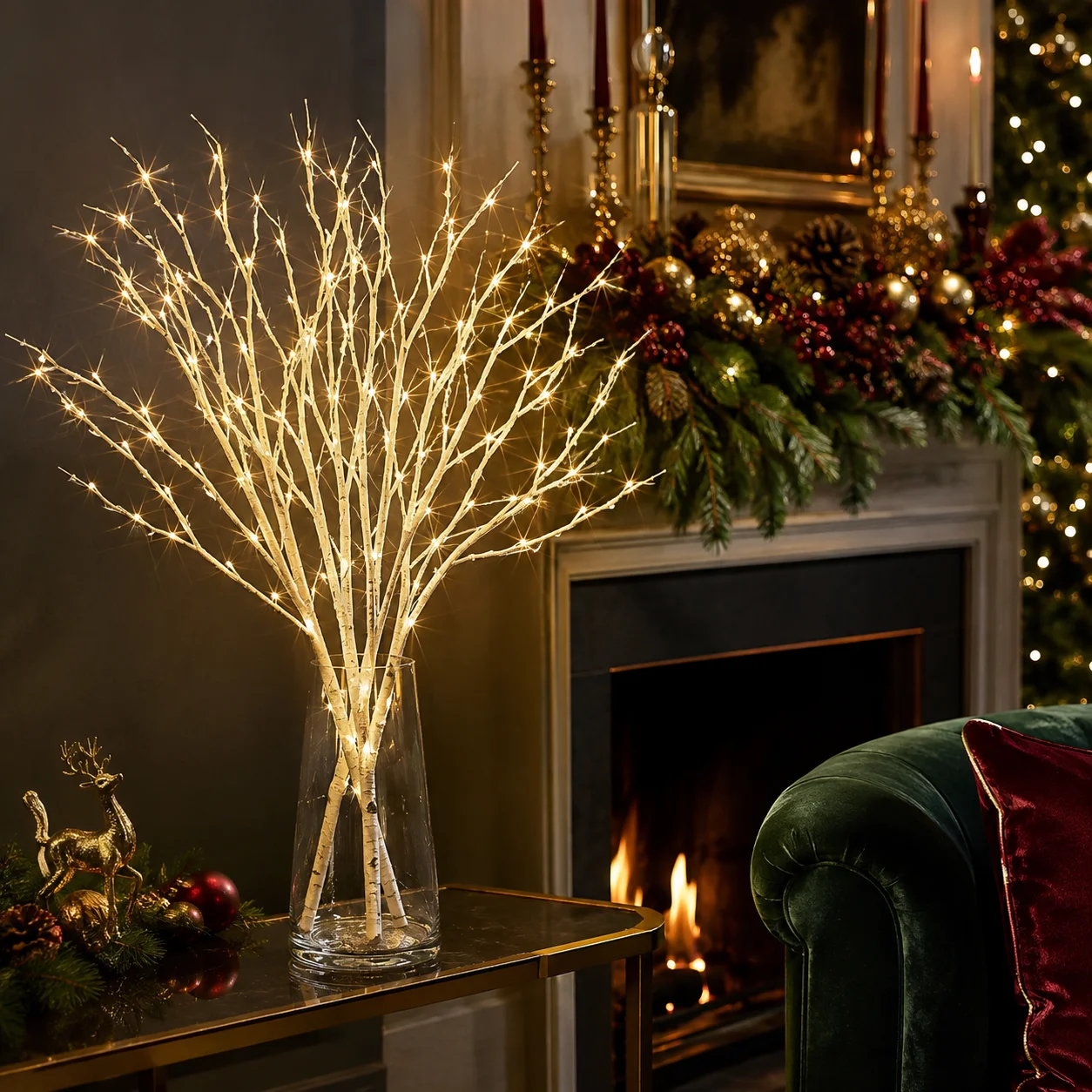 Warm White LED Birch Branch Lights Battery Operated Lighted Twigs for Christmas Wedding Home Bedroom Holiday Table Decoration