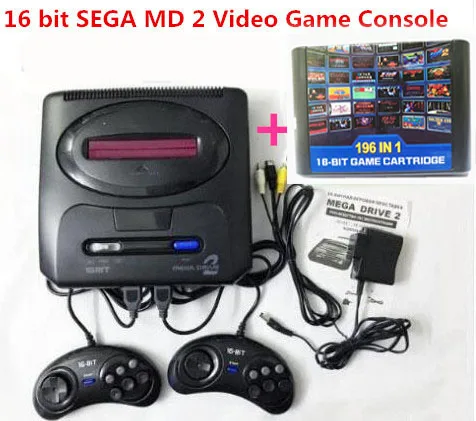 Imagem -02 - Consolas de Jogos Apto para Sega Md2 Ps2 Console de tv Video Game Cor Preta Versão Pal Plug ue Cartão Clássico 16 Bit Boy Nova Chegada 2023