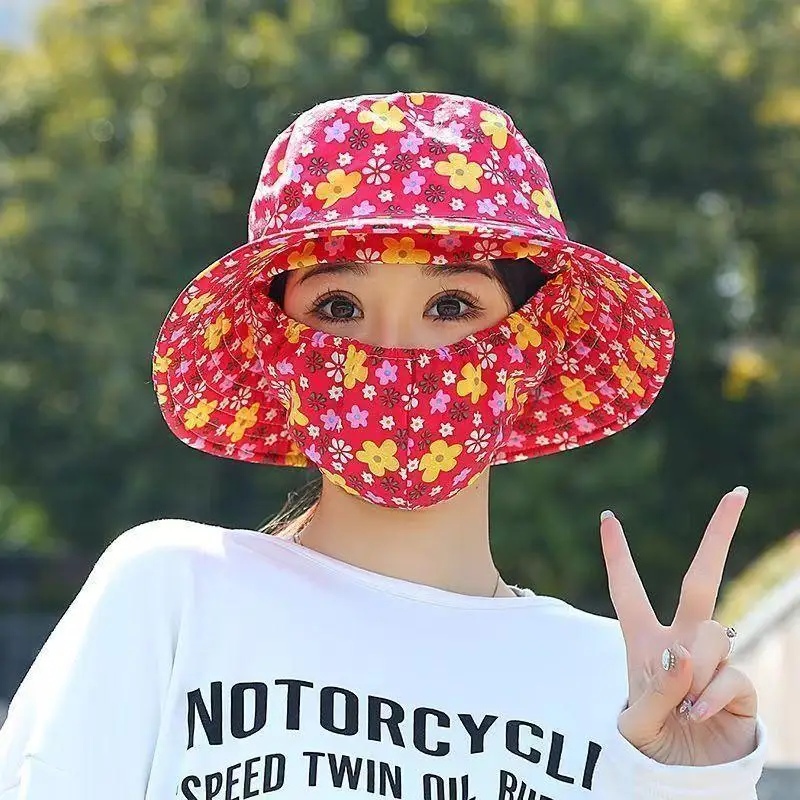 1 Stück Sommer-Damenhut im ländlichen Stil mit Blumenmuster, Maske und modischem Fischerhut – Detail 3