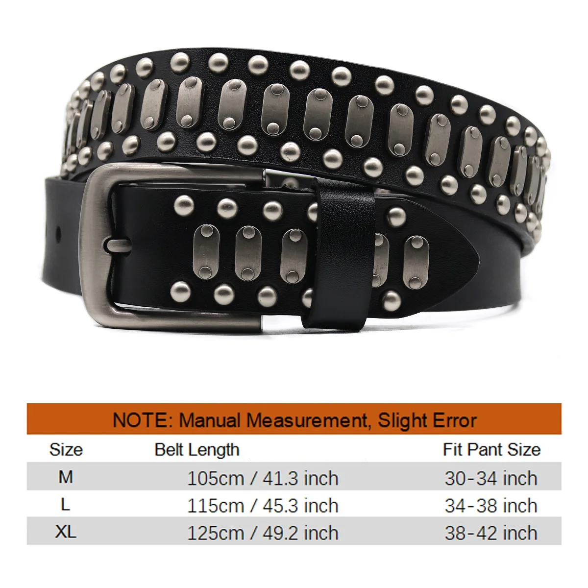 New Cowboy Motorcycle Jeans Heavy Metal Rivet Belts For Men Genuine Leather Belt Punk Rock Male Strap Ceinture Homme