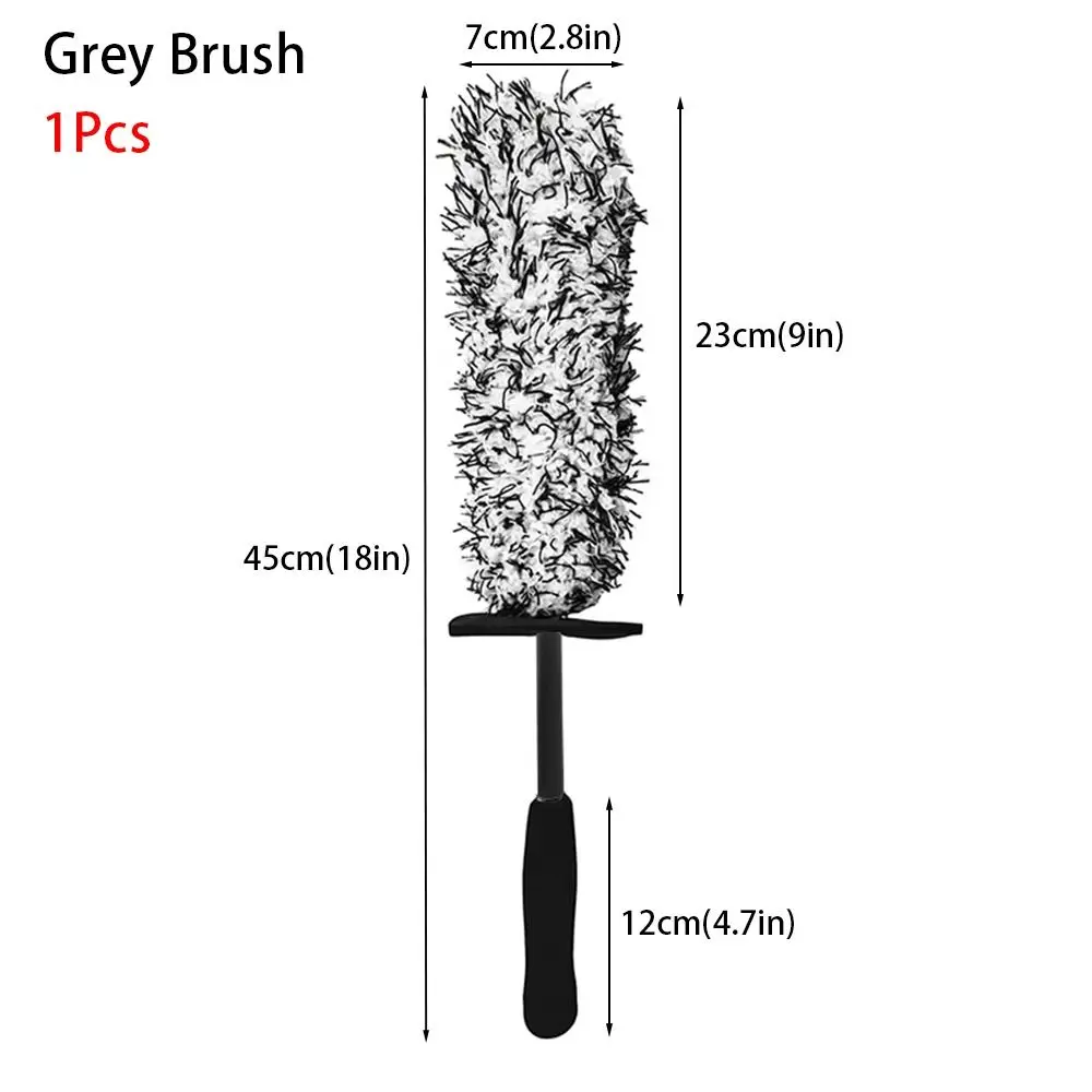 1Pcs Microfiber Car Wheel Brush Non-Slip Handle Car Accessory Tire Cleaning Brushes Easy To Cleaning Rims Spokes Car Wash
