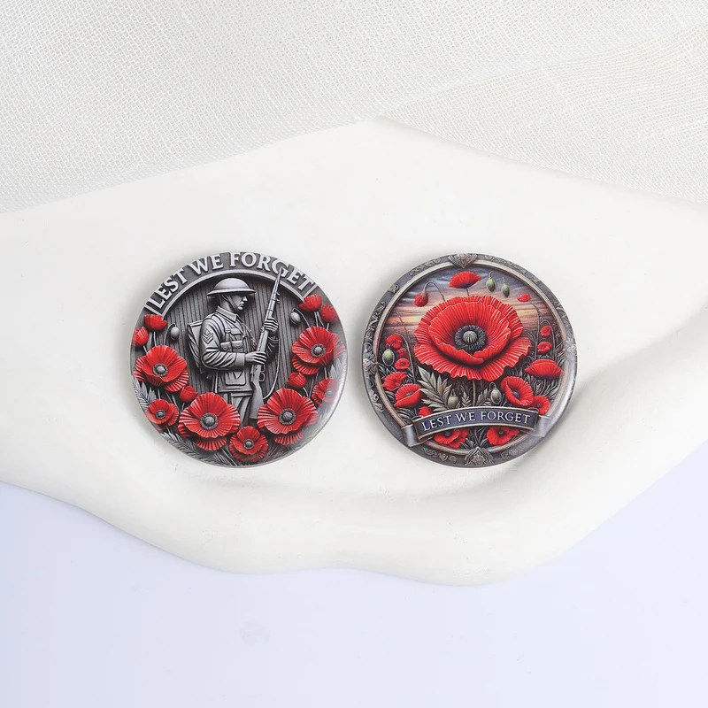 Flowers and Soldiers  Enamel Pins Commemorating History Brooches Fashion Lapel Badge Backpack Clothes Jewelry Gift for Friends