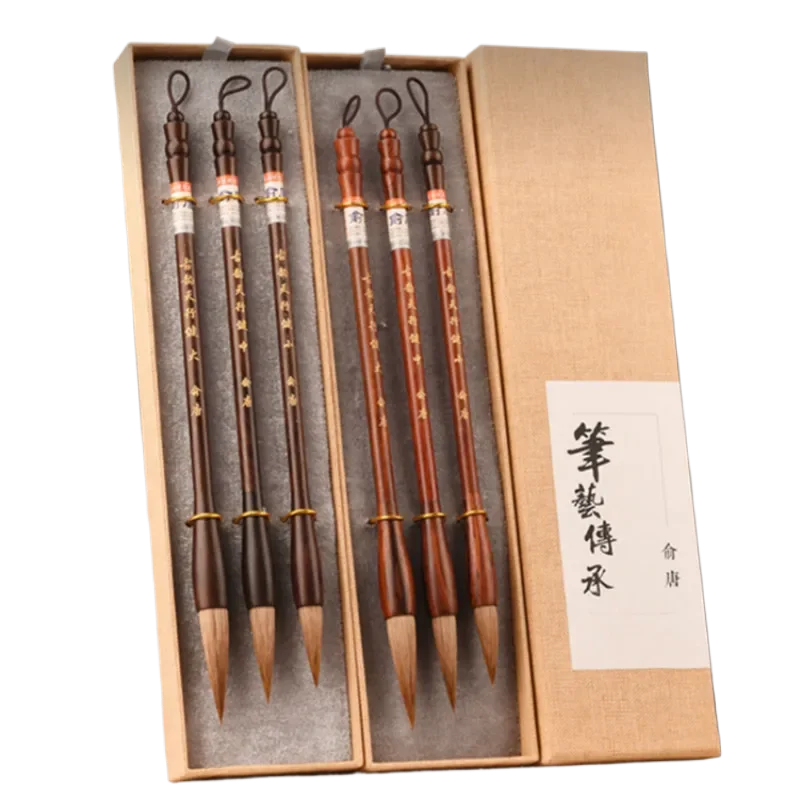 Mixed Hair Brush Pen Set Chinese Painting Brush Pen Set Rosewood Penholder Calligraphy Brushes High Grade Tinta China Art Tools