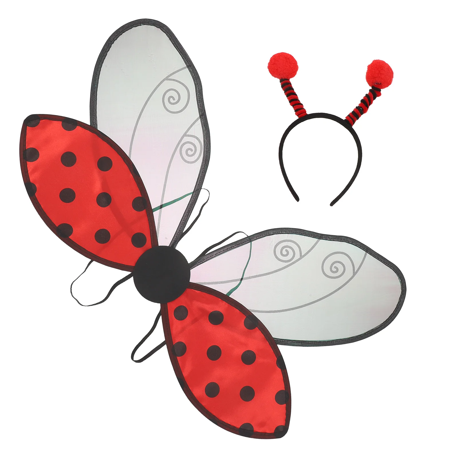 1Set Opvouwbare Lieveheersbeestje Vleugels Kostuum Heldere Kleuren Lichtgewicht Insect Vleugel Cosplay Party Foto Prop Hoofdband Rollenspel