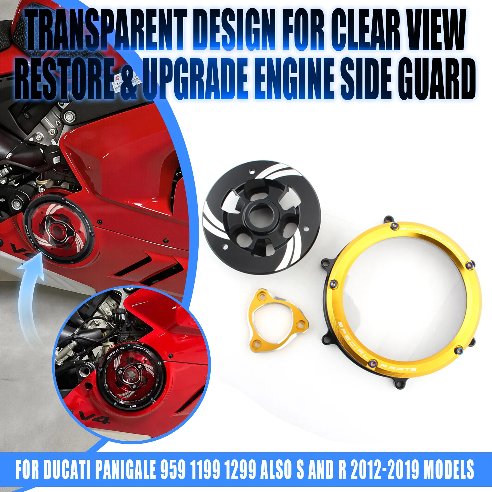 Motorcycle Clear Clutch Cover Spring Retainer Housing Pressure Plate CNC Aluminum Kit For Ducati Panigale 959 1199 1299 S R V2