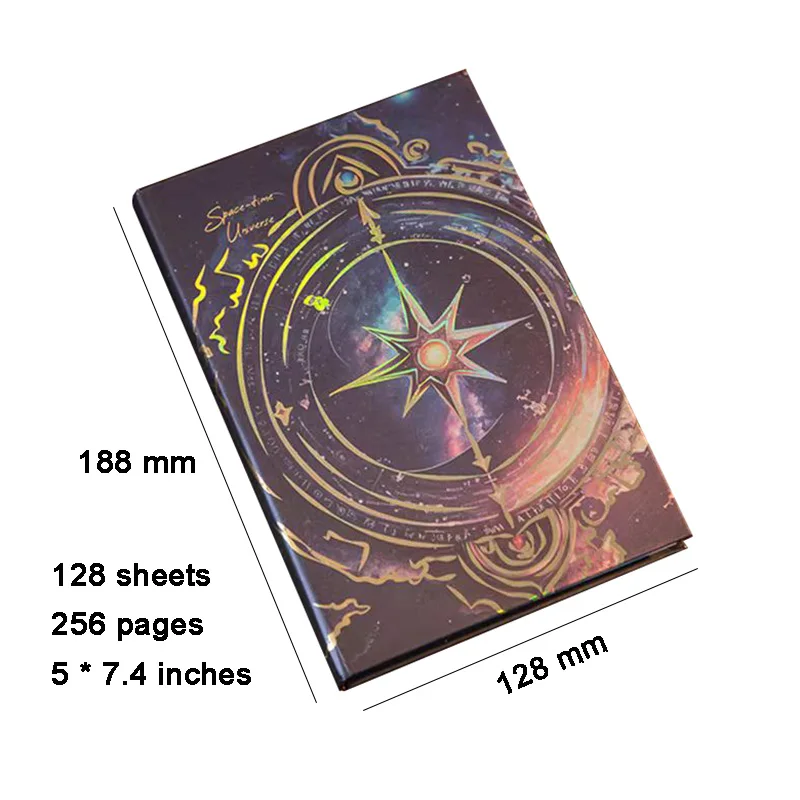 Cosmic Clock Retro Notebook Full Color Page Beautiful Starry Sky Illustration Hardcover Diary Student Notepad