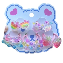 2PCS Lovely Cartoon Sequin Strawberry Bear Girls Elastic Hair Bands Princess Hair Accessories Children Hair Ties Baby Headwear