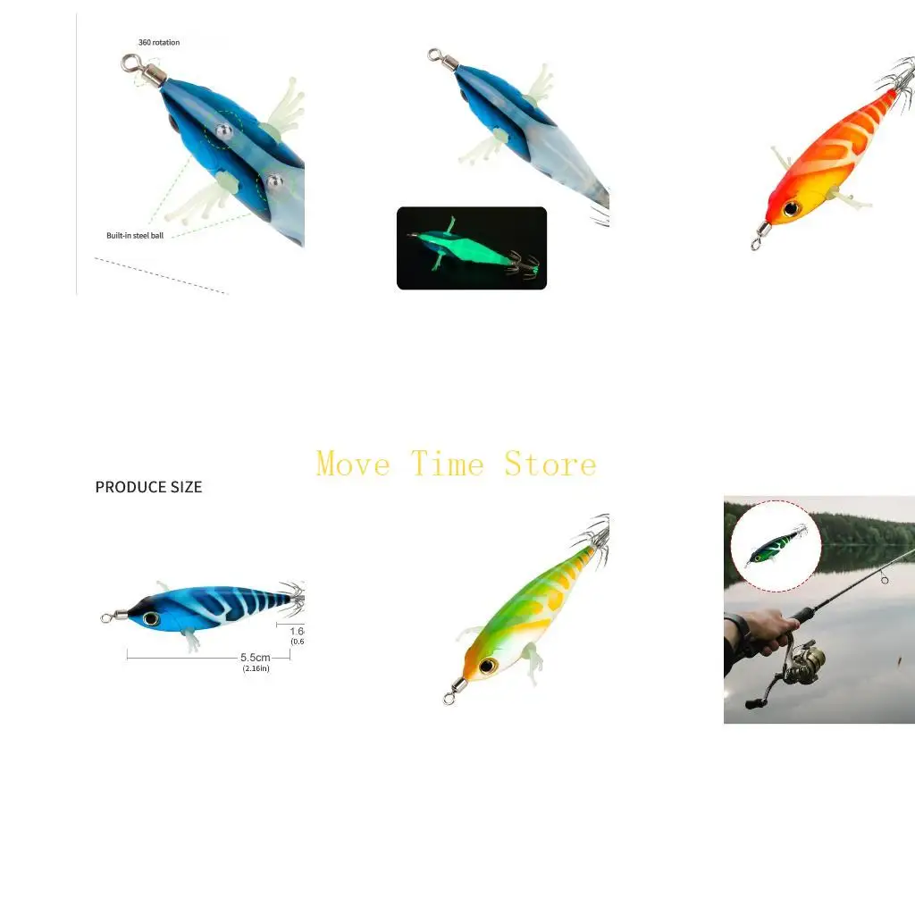 

92ME приманки для креветок, приманки для кальмаров, рыболовные приманки, светящийся джиг-крючок 5,5 см, искусственные твердые