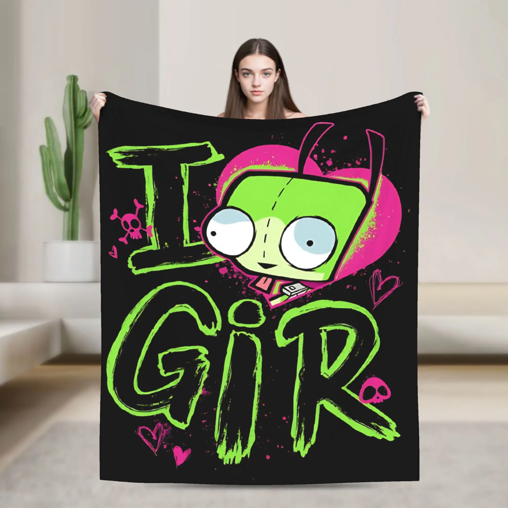Invadered Zimed Valentine's Day I Love GIR Blanket  Soft Warm Plush Throw Blanket For Kids Outdoor Flannel Bedspread Bed Cover