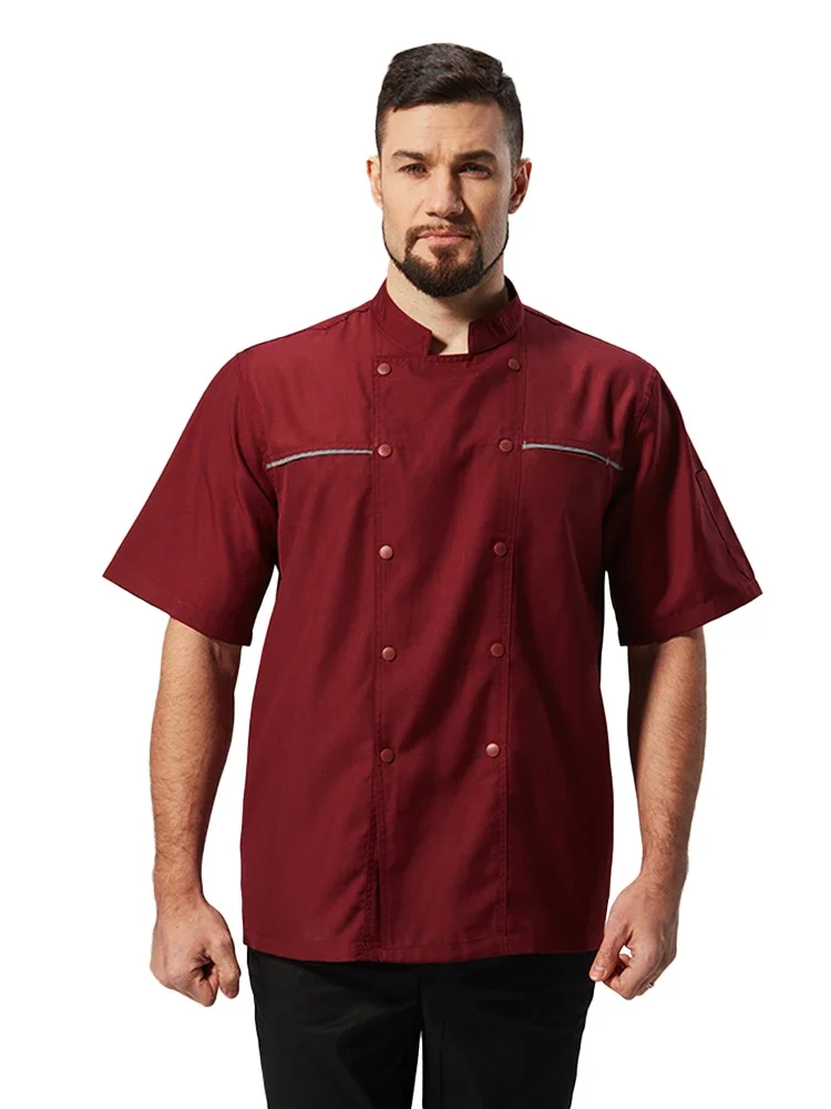 Chaqueta de Chef para hombre, uniforme de camarero de restaurante, ropa de cocina de Hotel, servicio de comida, camisas de cocina, abrigo de cocinero, monos de verano