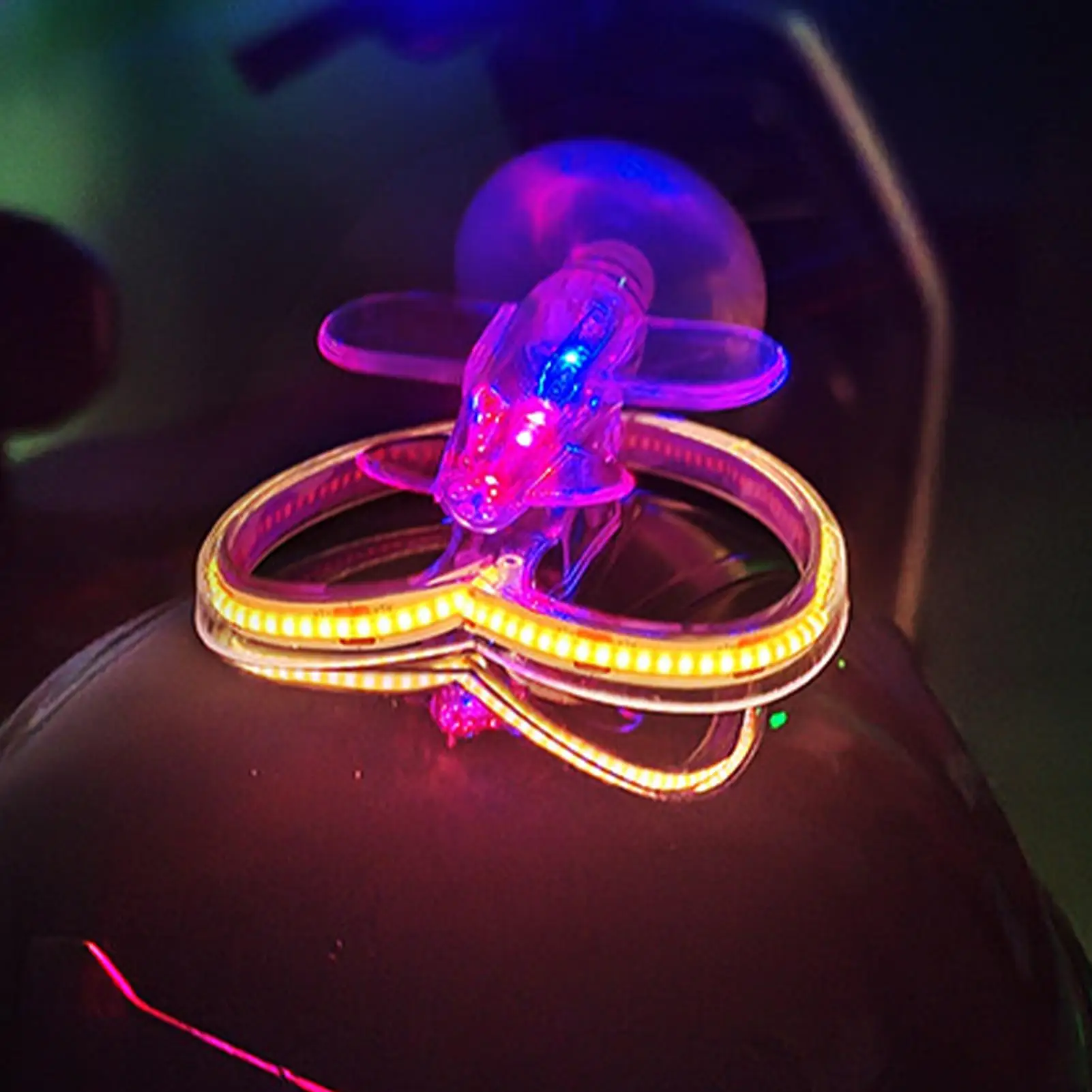 Motorcycle Decorations LED Light Propeller Airplane Adhesive Ornaments Rotating Mirror Handlebar Decoration For Adults Women