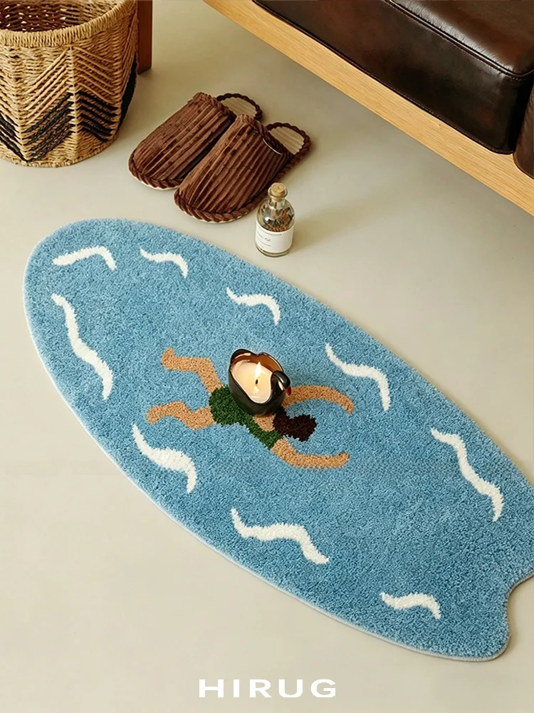 Water Absorbent Bathroom Mat Thickened Flocking Decorative Carpet for Bathroom And Bedroom Long Strip Bedside Blanket