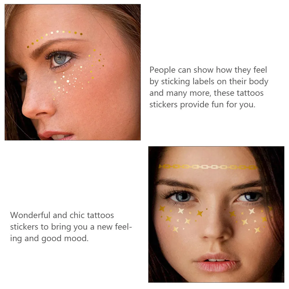 

20 Sheets Body Art Stickers Temporary Facial Waterproof Face Tattoos Accessory Long-lasting