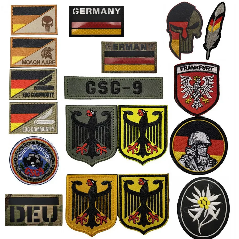 German Eagle Shield Morale Badge DSG9 Flag Embroidered Fabric Badge Tactical Patches on Clothes DIY Clothes Patches Embroidery