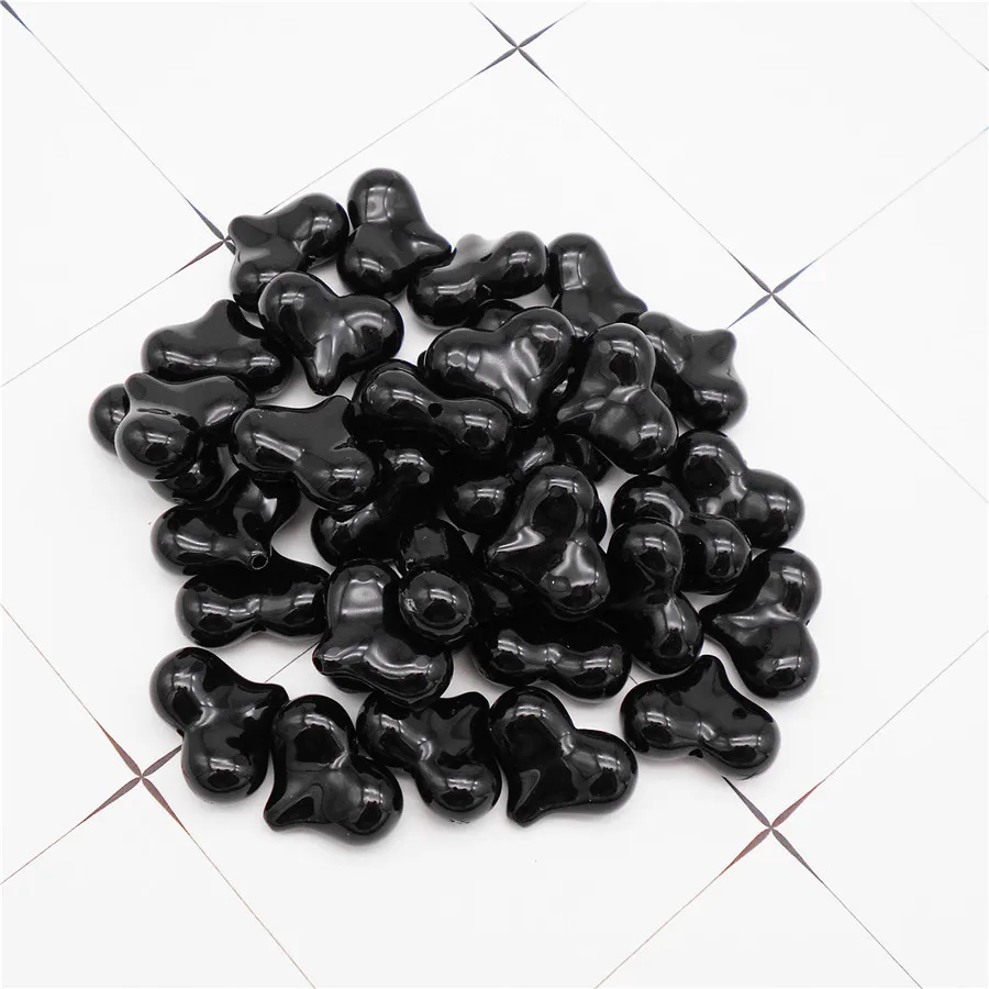 20PCS Plastic Heart Beads Black Heart Shape Spacer Bead Bracelet Jewelry Making Handmade Accessory