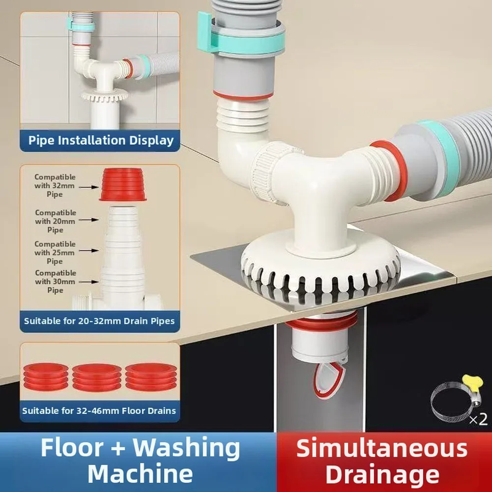 

Washing Machine Floor Drain Adapter Anti-overflow Anti-odor Sewer Elbow Pipe Connector Versatile Drain Adapter ABS Room Tool