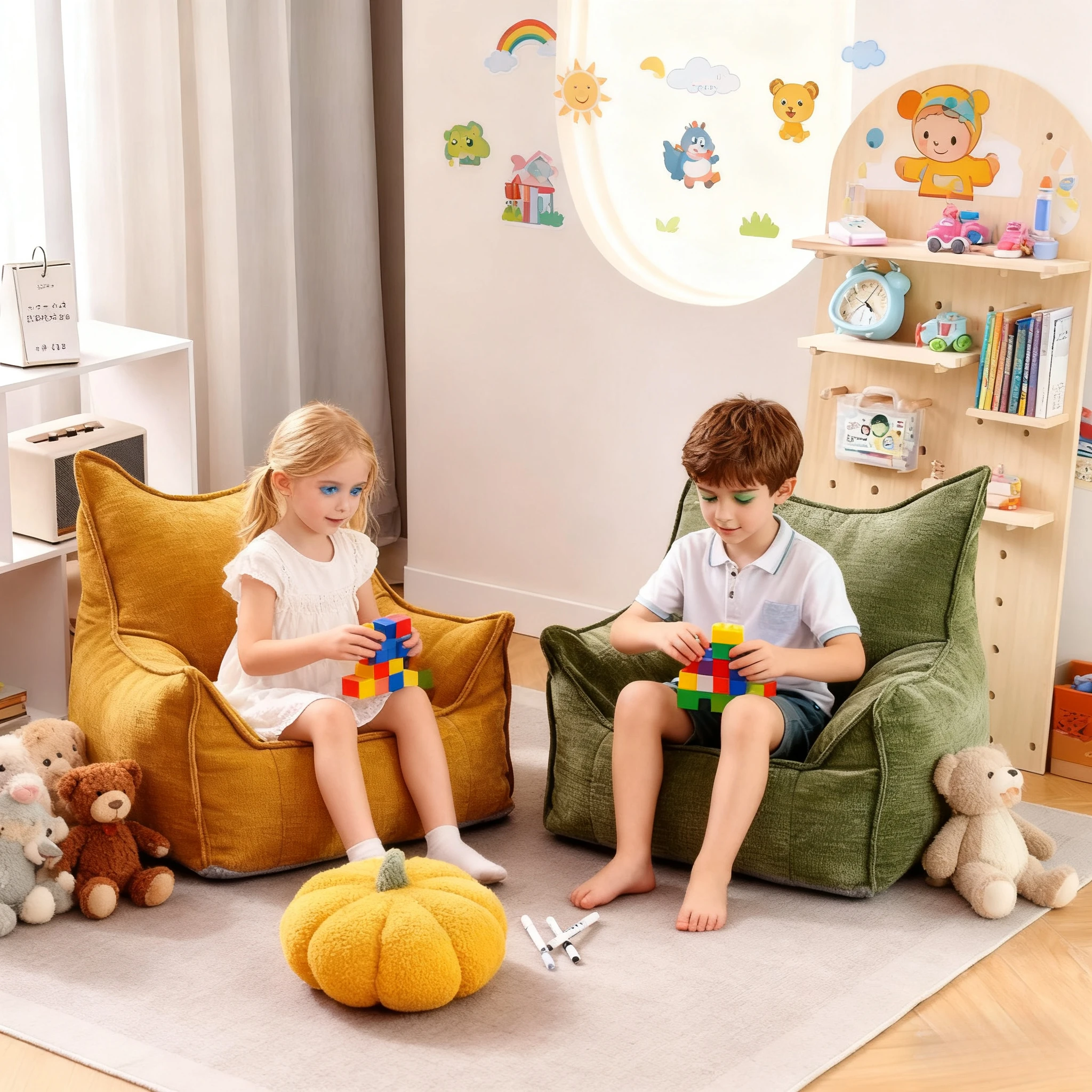 Симпатичный детский ленивый диван с облачным дизайном |   Кресло-мешок Nordic — удобный уголок для чтения для мальчиков и девочек