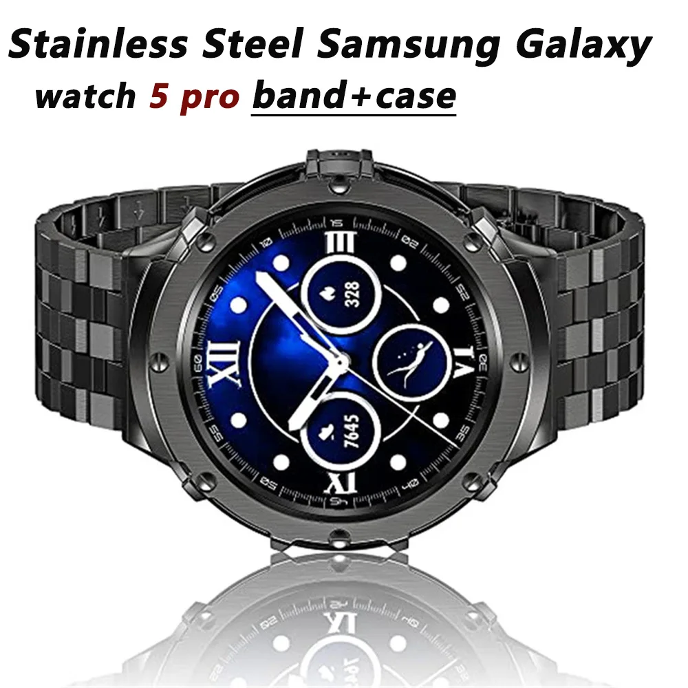 

Корпус из нержавеющей стали + ремешок для Samsung Galaxy Watch 5 Pro 45 мм (не часы), металлический бампер, браслет, galaxy watch5 pro 45, ремешок