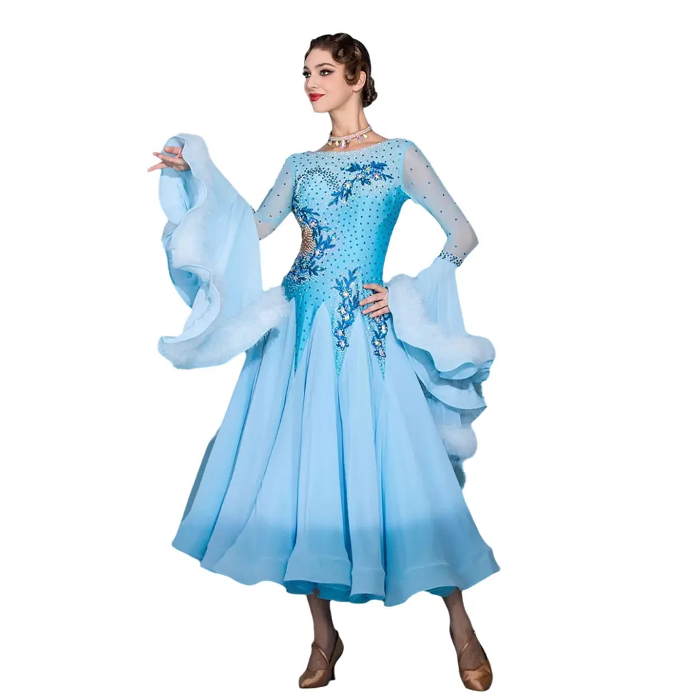 เต้นรําละตินเพชรหญิงผู้ใหญ่เด็กระดับไฮเอนด์ที่กําหนดเองที่ทันสมัยแขนปุยW Altzประสิทธิภาพสูงแฟลชชุด