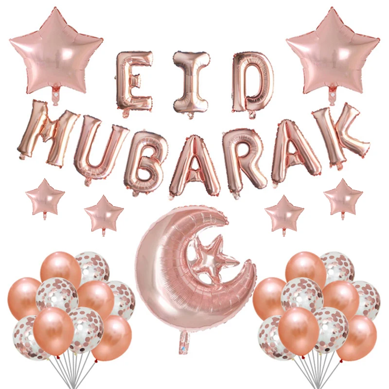 1 Satz Eid Mubarak Brief Folie Luftballons Ramadan Kareem Dekorationen Stern Mond Helium Globos 2024 muslimische islamische Party liefert Geschenk