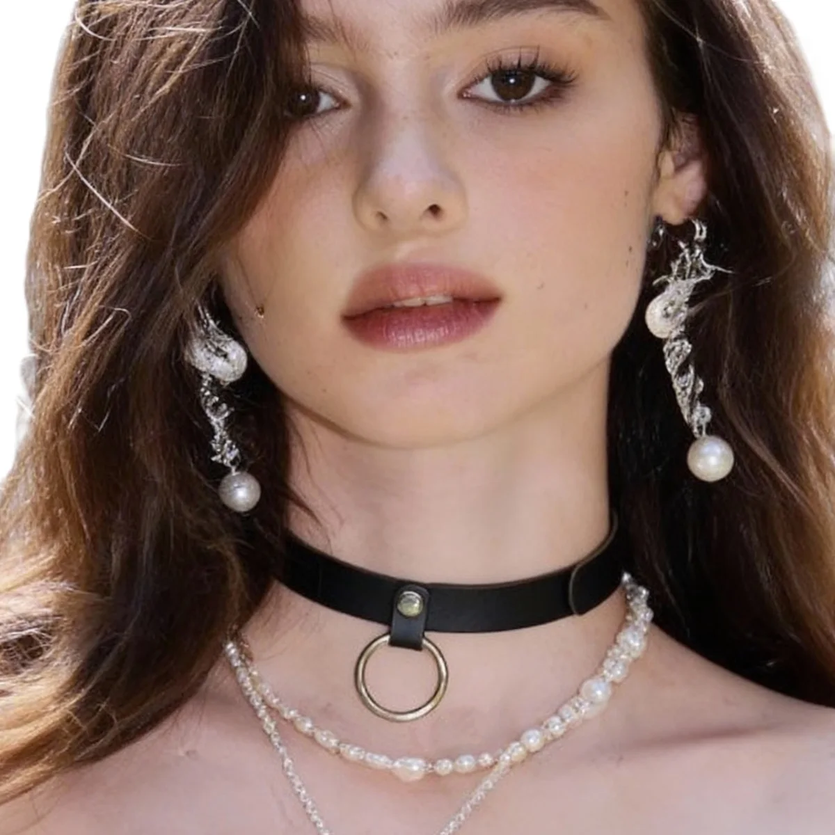 arnes mujer arnes mujer de cintura lenceria sexis Collar de cuero PU para mujer, minimalista, con anillo en O, ajustable, estilo punk, accesorio decorativo para el cuello, para combinar con atuendos casuales diarios.