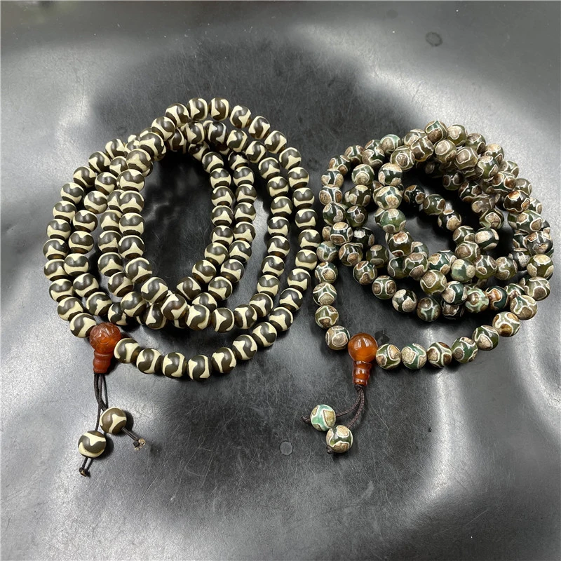 8mm 108 Tiger Tooth Sweater Chain Buddhist Beads, can be wrapped around agate bracelet