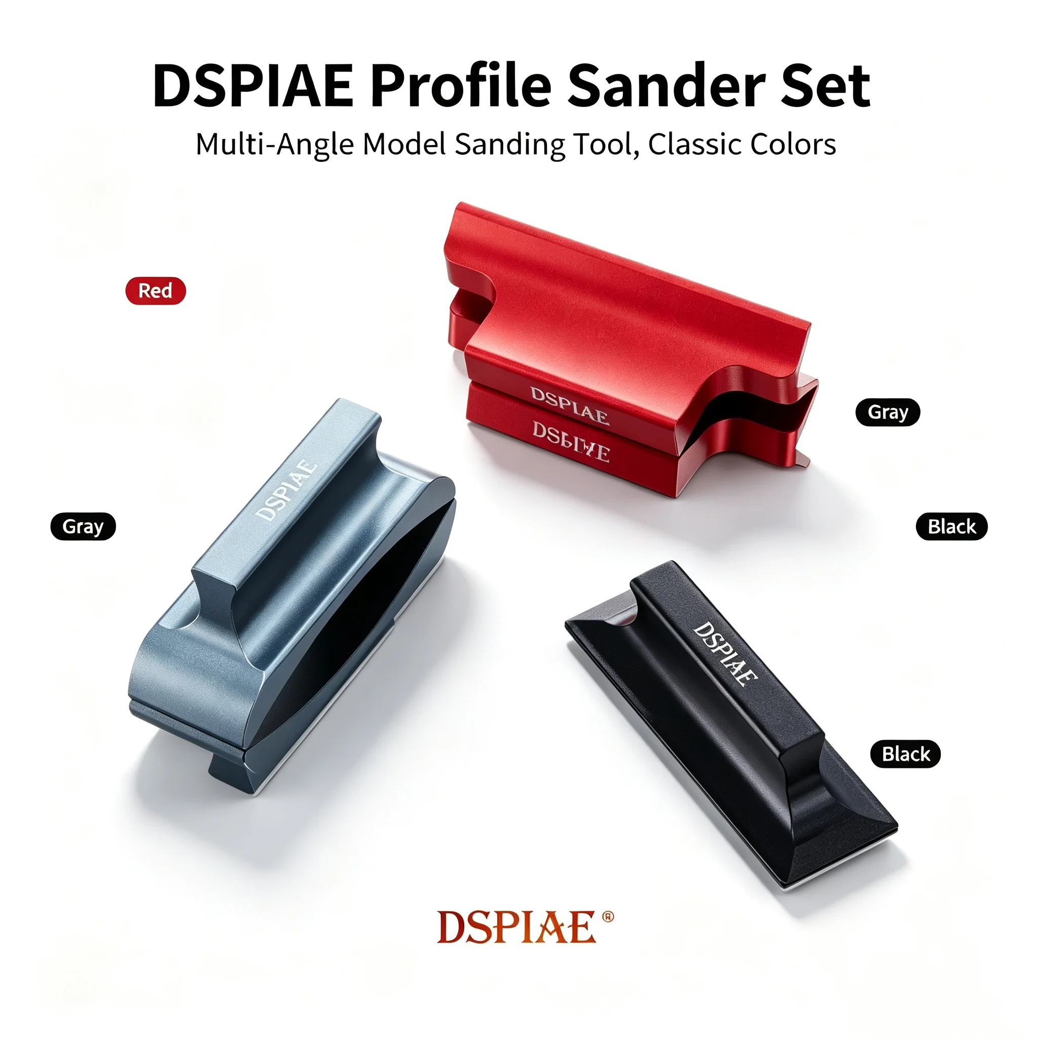 DSPIAE Profile Sander Model Sanding Tool, Metal Sanding Board for Flat Curved Right‑Angle Surface Polishing Hobby Model Making