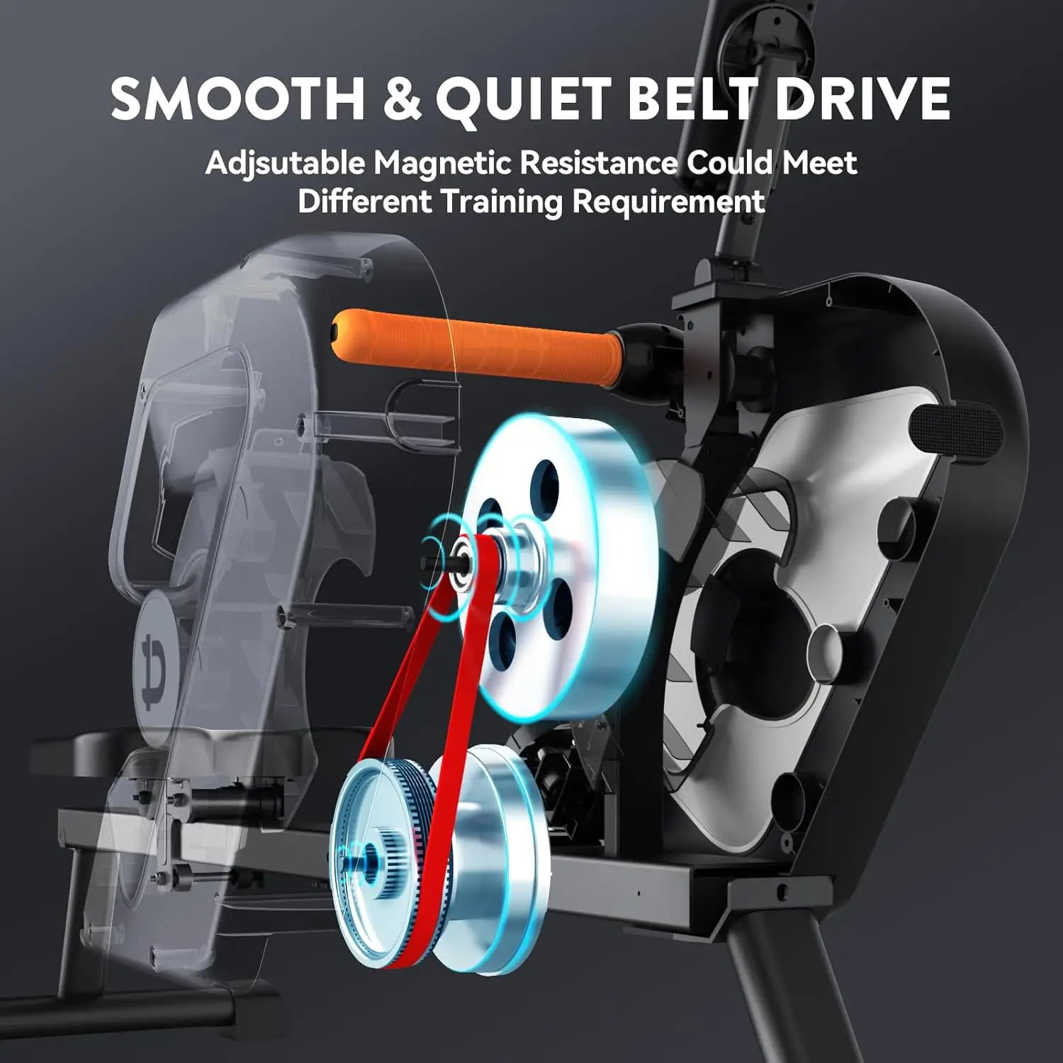 Max. 350 Pfund magnetischer Ruderer mit LCD-Monitor, Tablet-Halterung, verbessertes Rudern