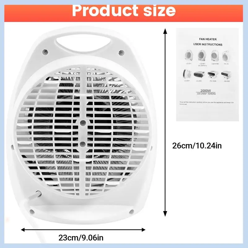 AS63-2000W Electric Fan Room Heater 220V Portable Electric Space Heater Mini 3 Heating Settings Air Heating Space Winter Warmer