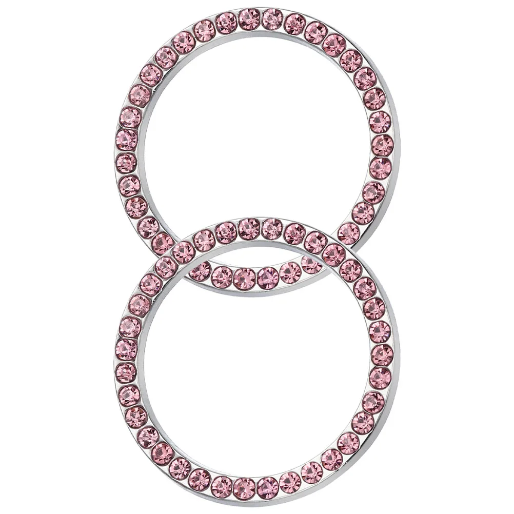 

2pcs Push Start Button Cover Car Start Bling Rhinestone Ignition Ring Pink Accessories Interior Women Relay