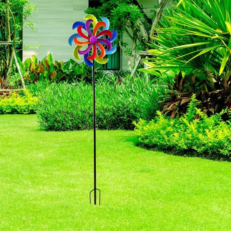 

Yard Windmills Spinners Metal Outdoor Yard Garden Wind Spinner Metal Windmill With Stakes Exquisite Windmill Lawn Ornaments