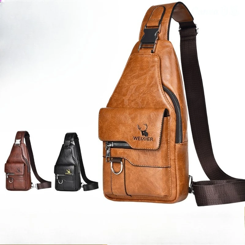 Men's chest bag retro one-shoulder large-capacity mobile phone storage waterproof cross-body women's chest bag