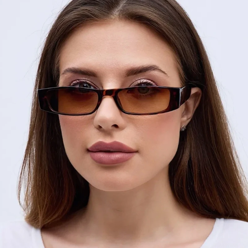 2 stücke Neue Mode Schmale Rahmen Quadrat Sonnenbrille Frauen Casual Marke Design Schwarz Objektiv Sonnenbrille Für Weibliche Gläser UV400