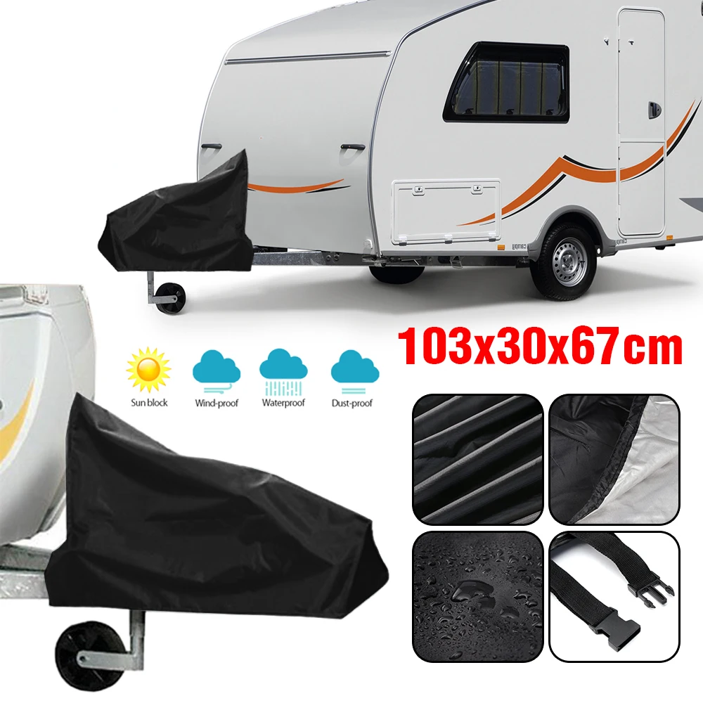 Caravan Trailer Coupler Black Protective Cover Tripod Cover Trailer Ball Lock Cover Dust and Rain Protection Cover Camper Van