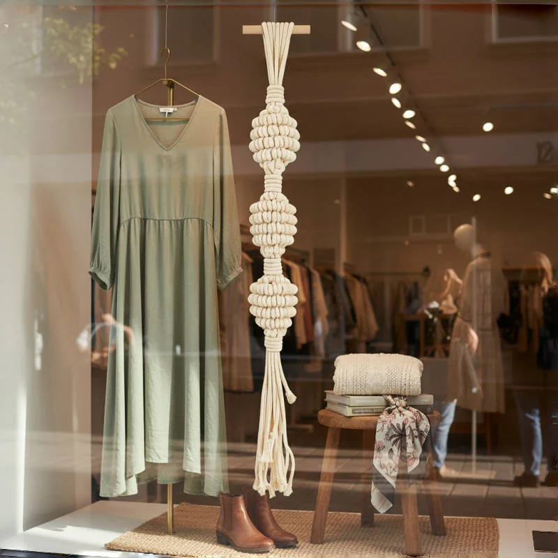 

Handmade Macrame Wall Hanging Luxury Cotton Rope Woven Decor with Long Tassels Boho Art for Living Room,Wedding Backdrop