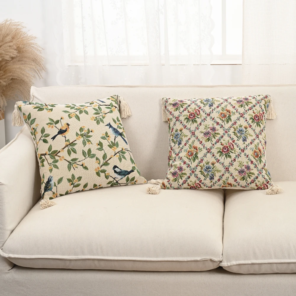 BUYNOW 1PC Jacquard Floral Kissenbezug AmericanPastoral Retro Palace Stil Wohnzimmer Kissen Abdeckung Home Party Schlafzimmer Auto Dekor – Detail 8