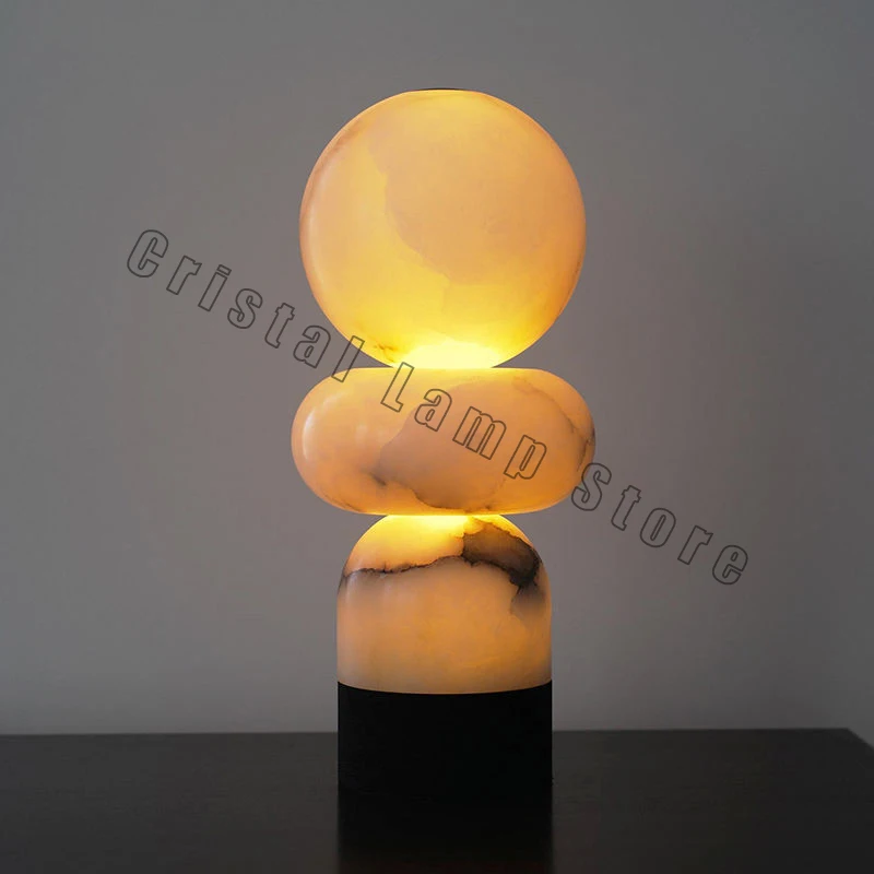 

Modern Light Luxury Alabaster Abstract Totem Kitchen Living Room Bedroom Night Lighting Atmosphere Marble Decorative Desk Lamp