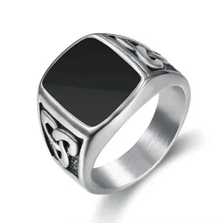 Vintage Punk Style Silver Color Titanium Stainless Steel Irish knot Ring for Men Women Retro Jewelry
