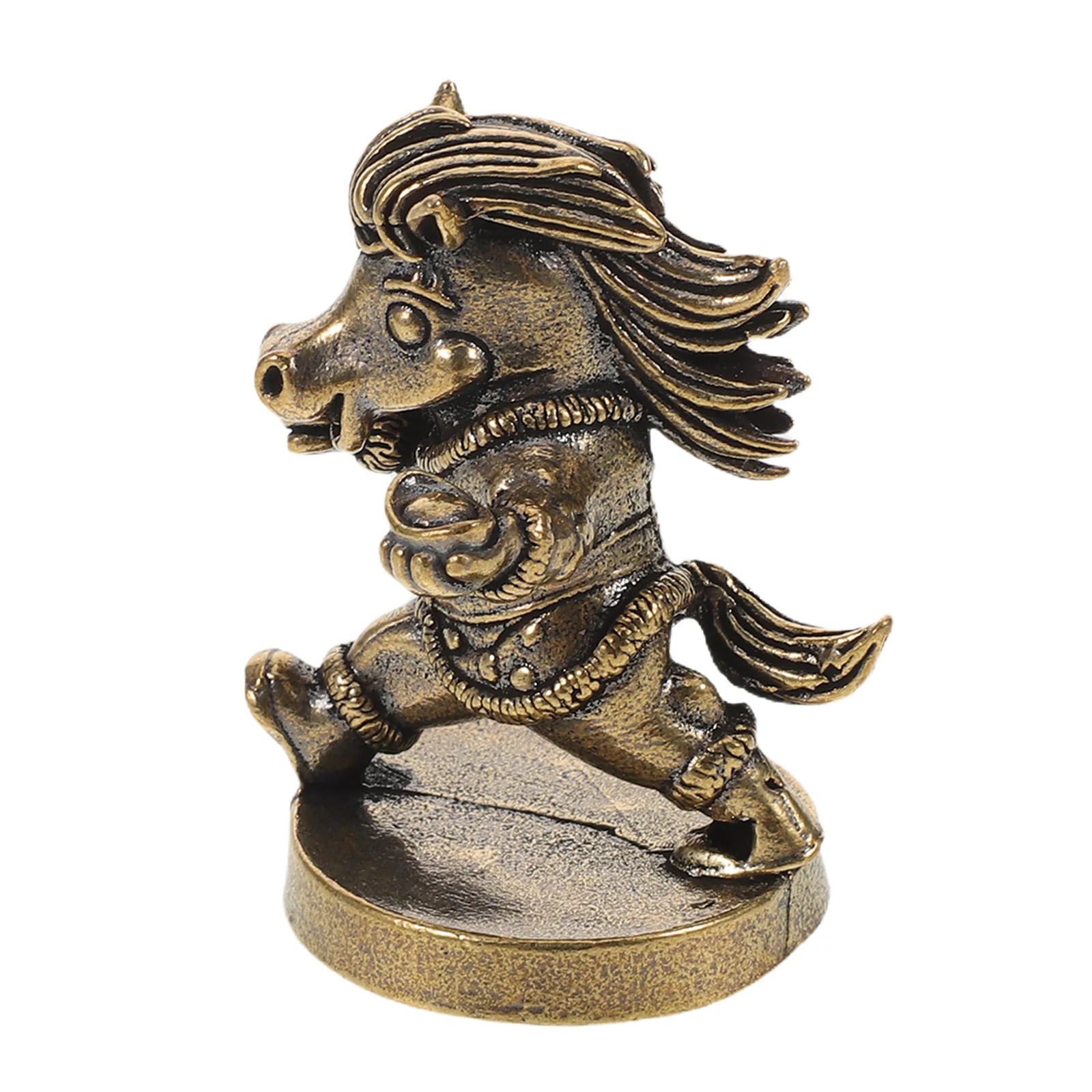 

Solid Brass Horse Statue Small Desktop Decoration Chinese Ancient Art Luck Symbol for Office Home Decor Prosperity Ornament