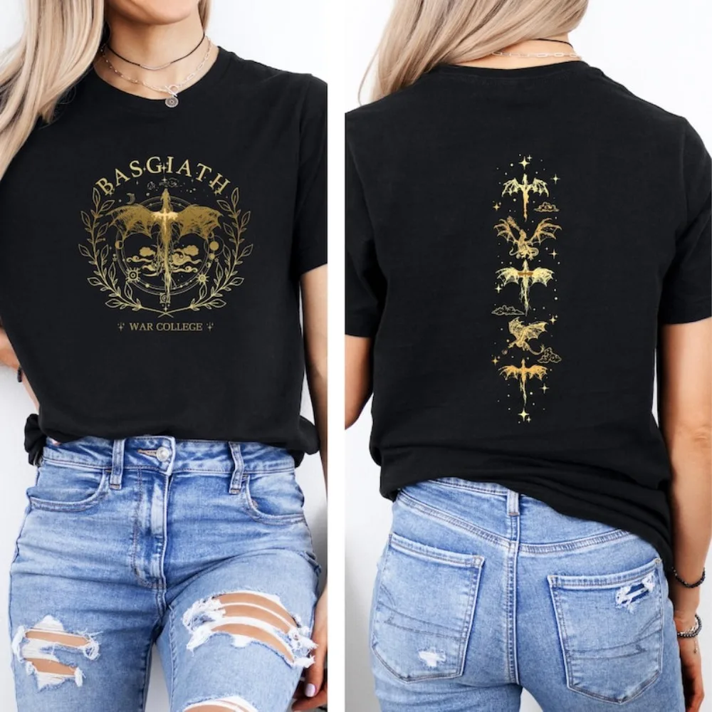 Basgiath War College 2 Sides Shirt Fourth Wing T-Shirt Dragon Rider Shirts Fourth Wing Violet Sorrengail Tee Men Women Tops
