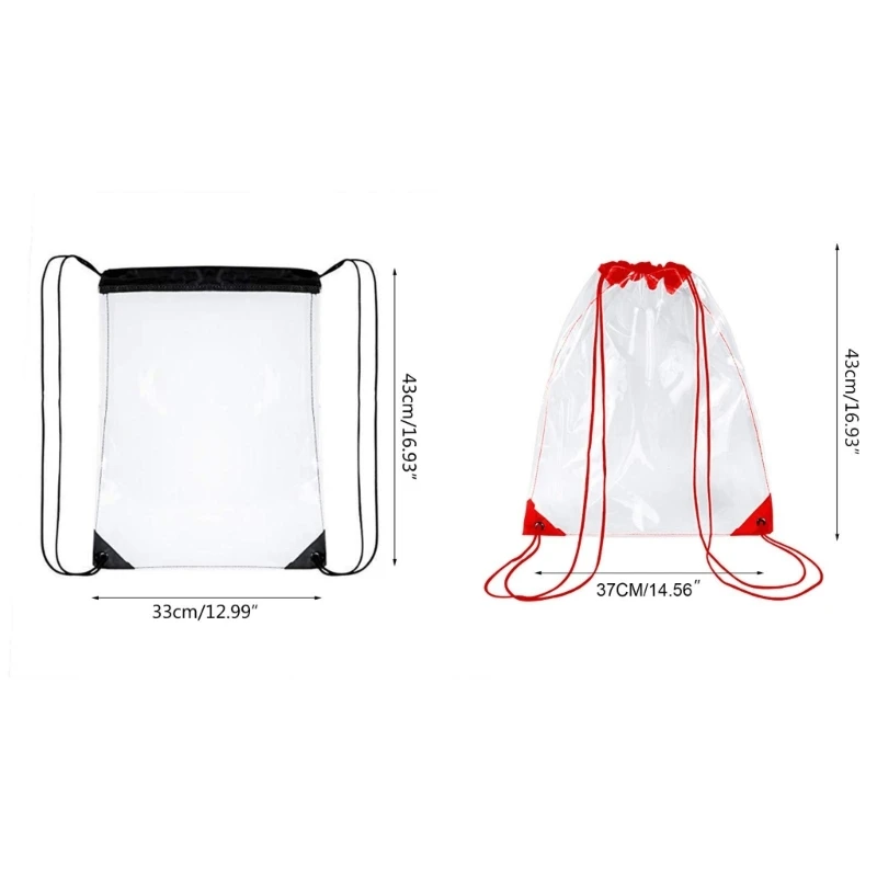 E74B Nova mochila transparente com cordão, sacola escolar, bolsa ginástica, pacote esportivo