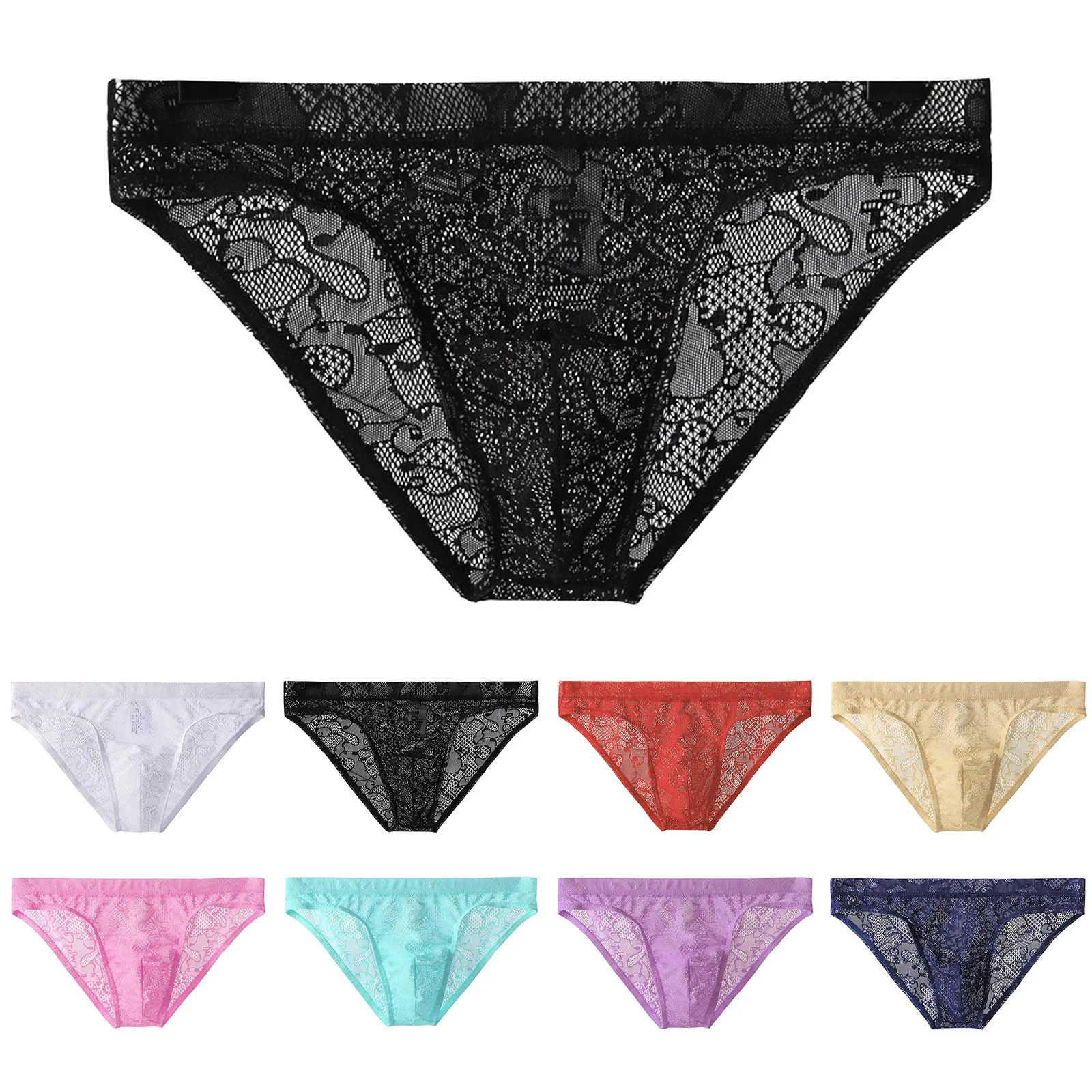 

Men Gift Baskets Mens Lace Transparent Thin Sexy Underwear Seductive Mesh Breathable Beef Bouquet