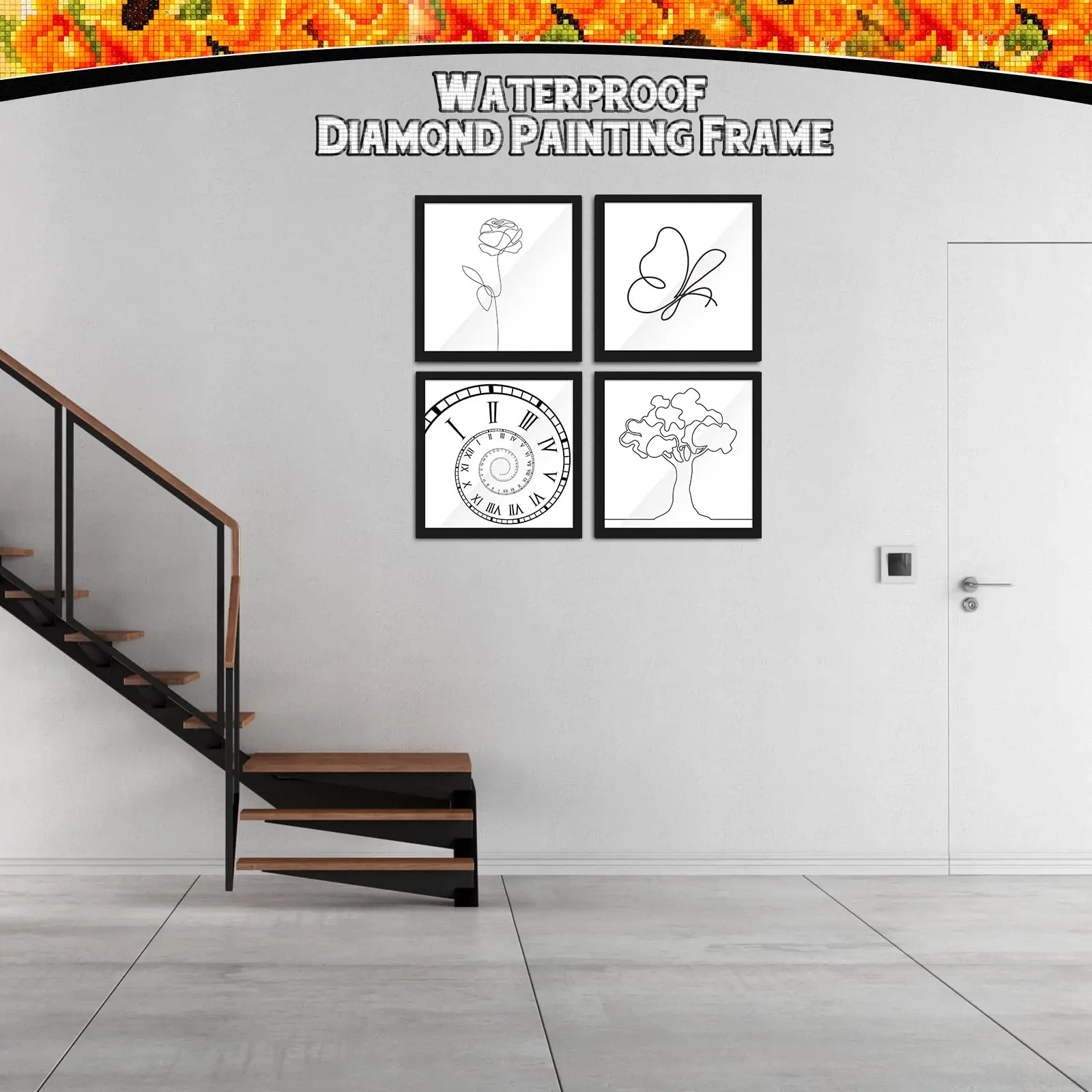 2Pcs Diamond Art Frames Magnetic 12x12/12x16 Inch for Painting Pictures Self-adhesive Diamond Art Painting Frames