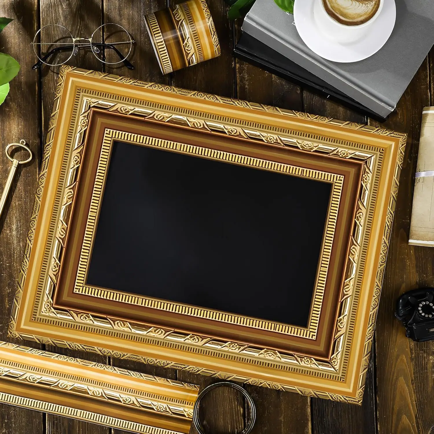 1 لفة لوحة إعلانات ذات حدود ذهبية عتيقة، شريط زخرفي بإطار مستقيم مقطوع بطول 10.0 متر، مناسب للفصول الدراسية